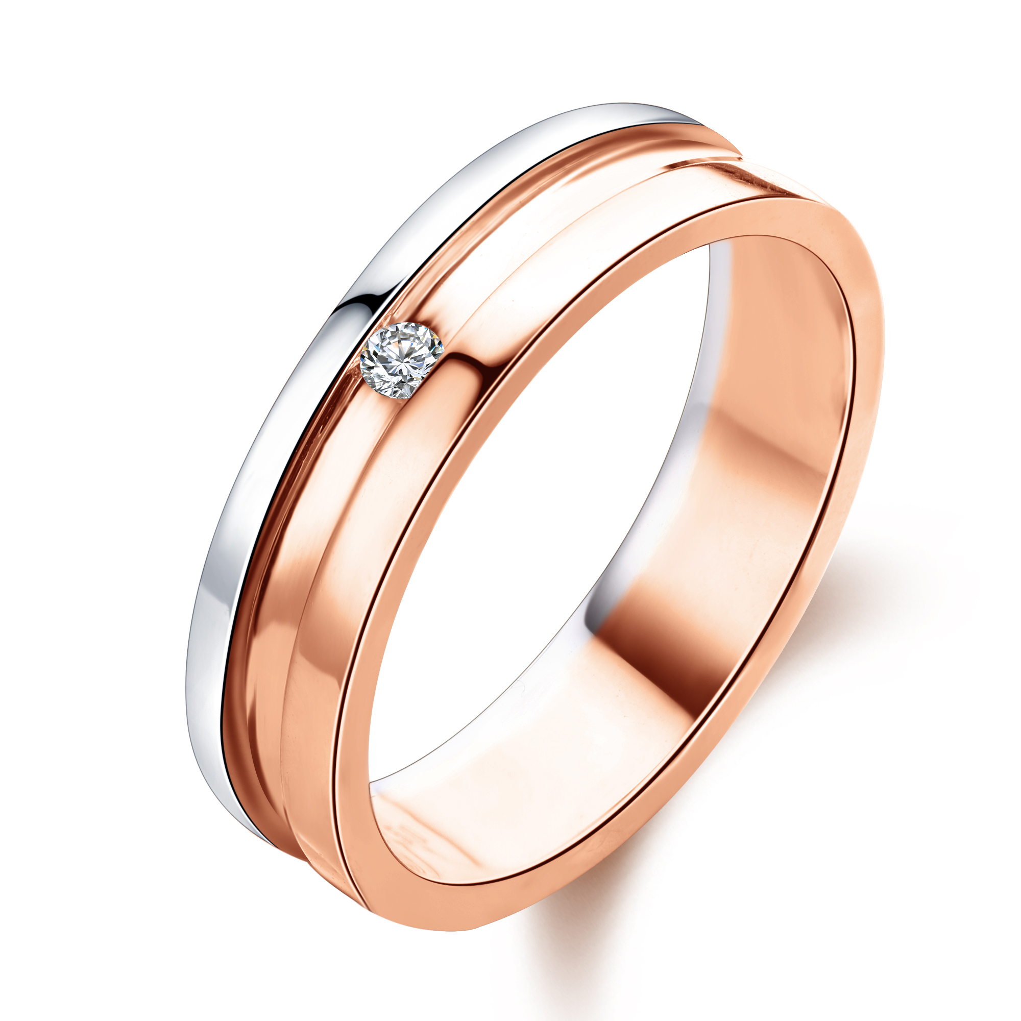Diamond Ring Luxurious Fashion Design White and Yellow Double-color Combination Ring